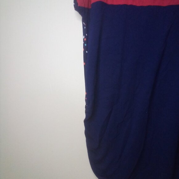 Robin's Nest Shirt Maternity L Short Sleeve Polka Dot Color Block Blue Red - Picture 11 of 15
